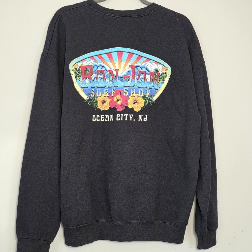 Vintage Ron Jon Ocean City Sweatshirt Black XL 90s Y2k Surf Skate Retro Coastal